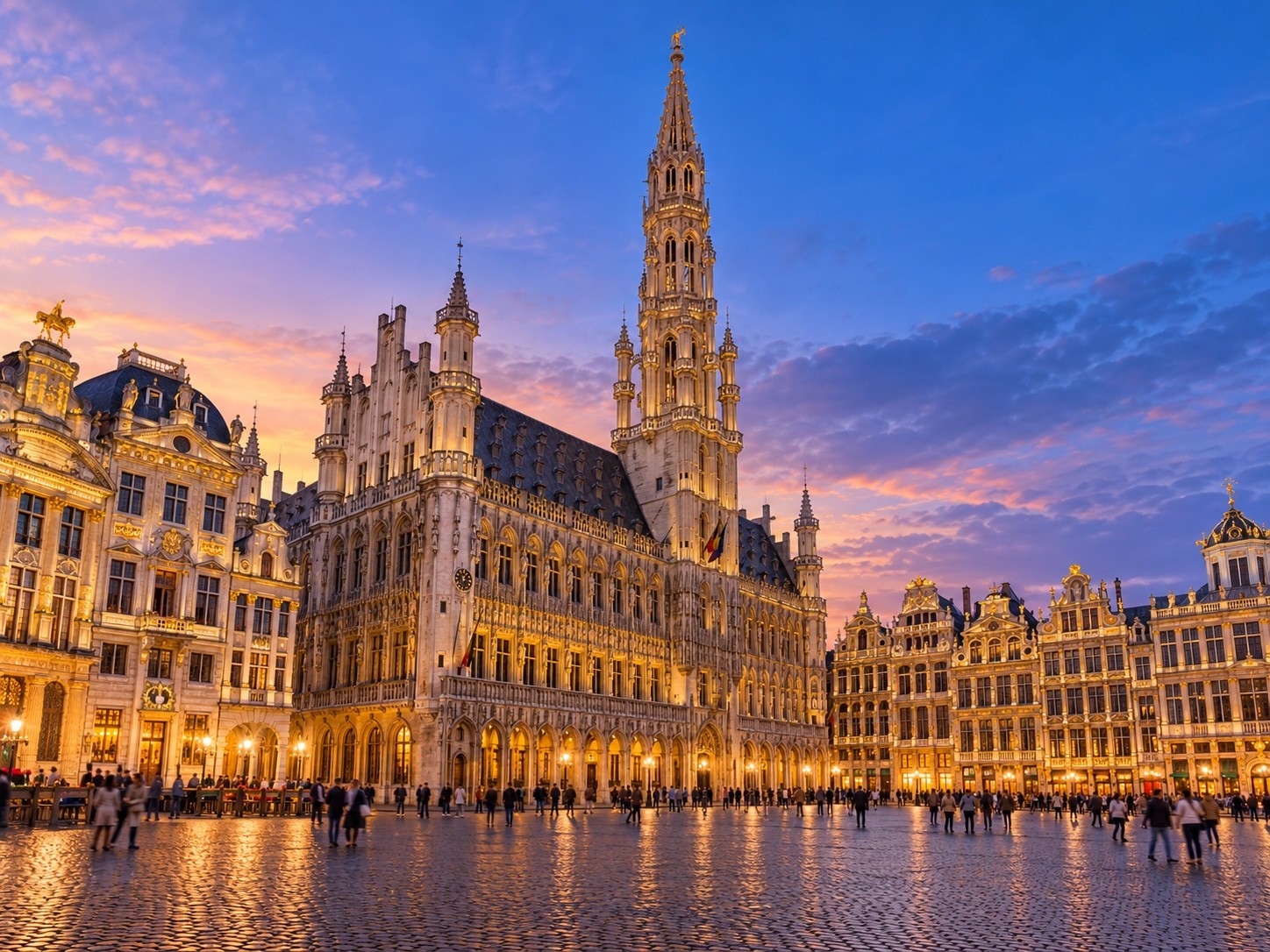 الساحة الكبرى (Grand-Place) في الساعة الزرقاء، عمل بصري بالذكاء الاصطناعي لصالح BXLOVE.