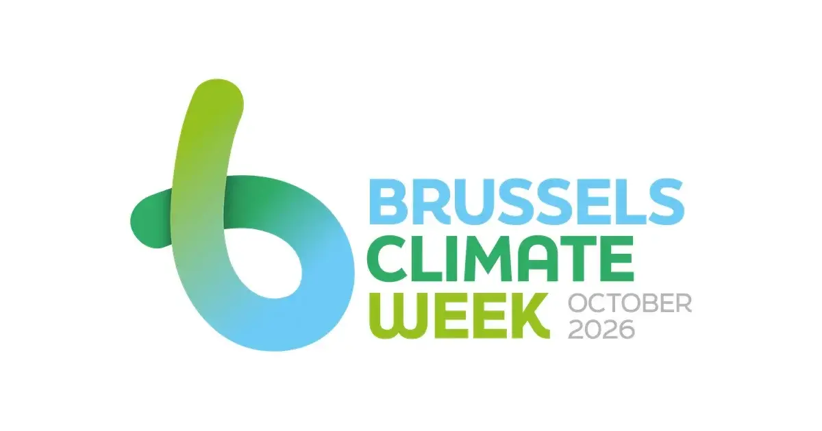Logo ufficiale Brussels Climate Week October 2026, intatto e centrato su sfondo bianco.