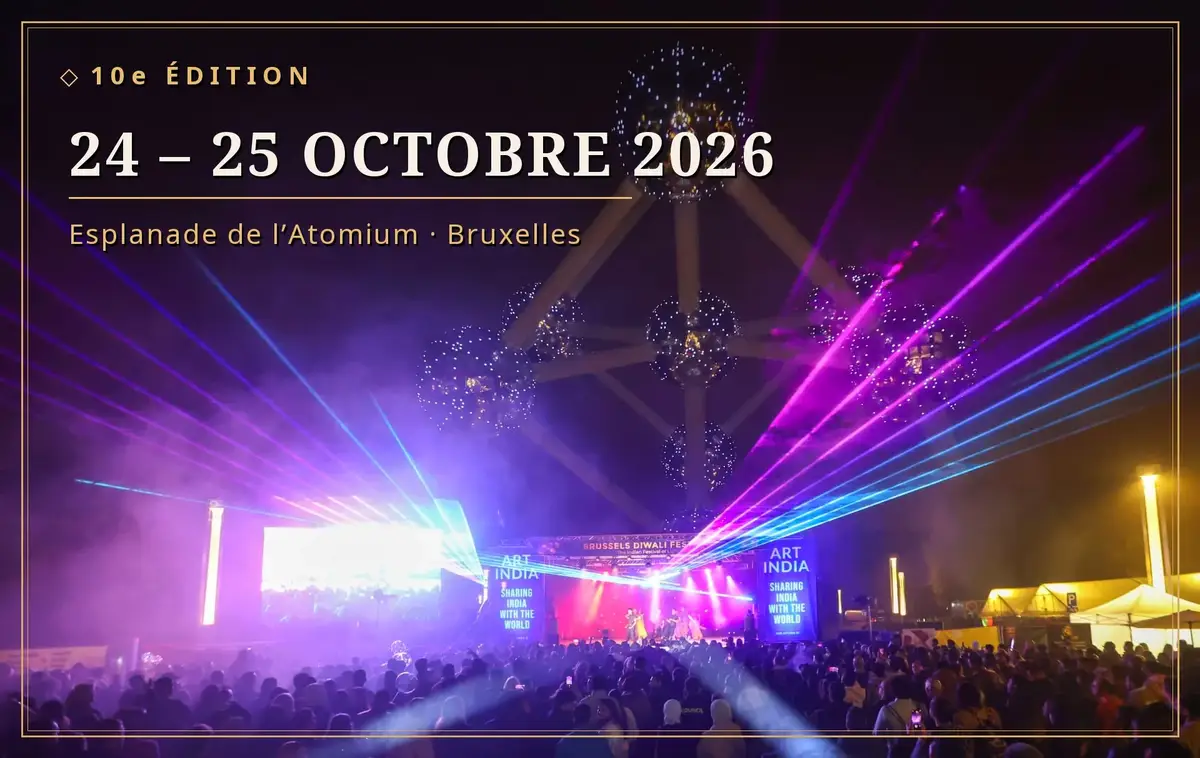 O Brussels Diwali Festival ilumina a noite aos pés do Atomium, entre lasers coloridos e uma multidão em festa